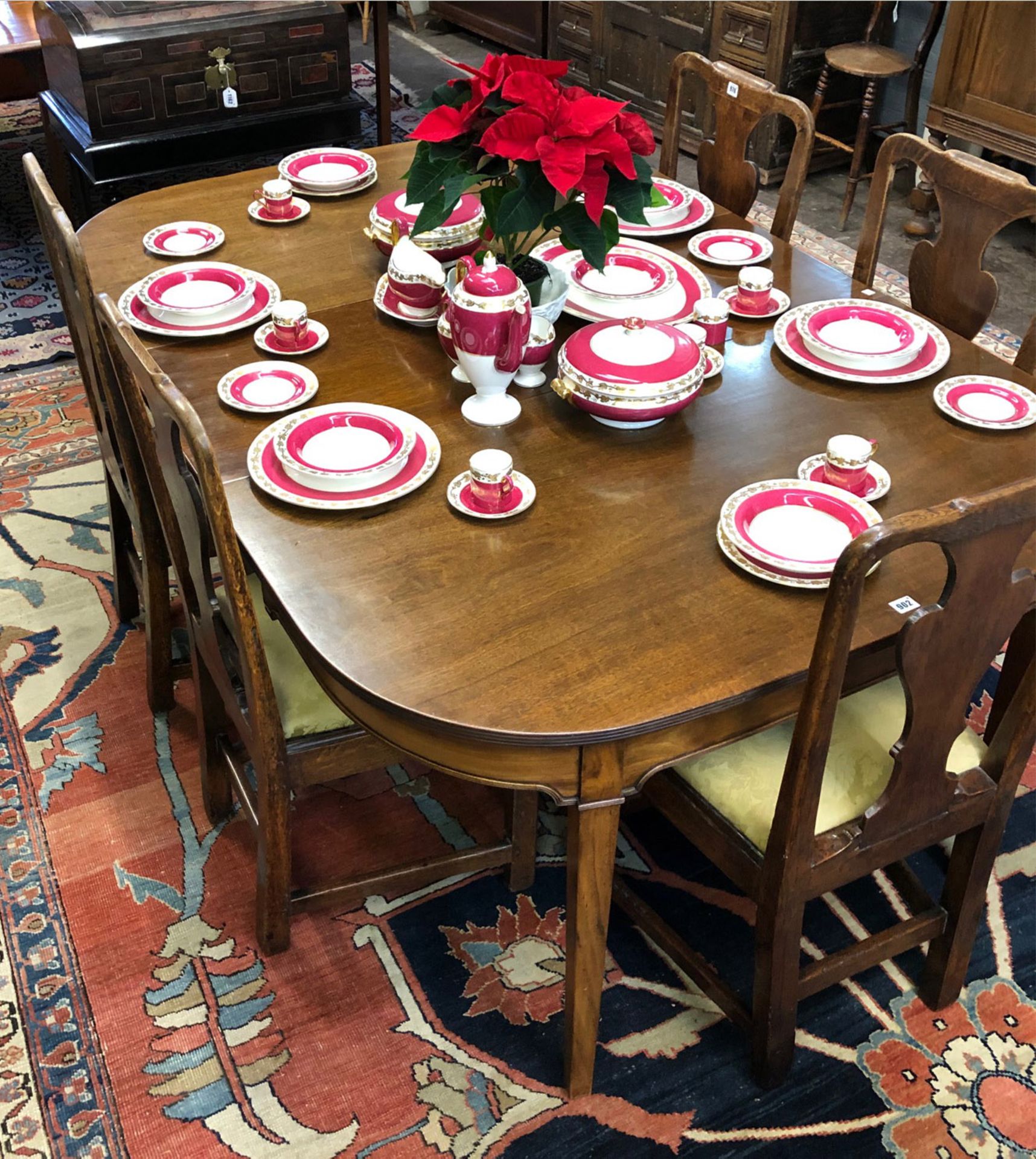 A George III mahogany dining table, - Image 3 of 5