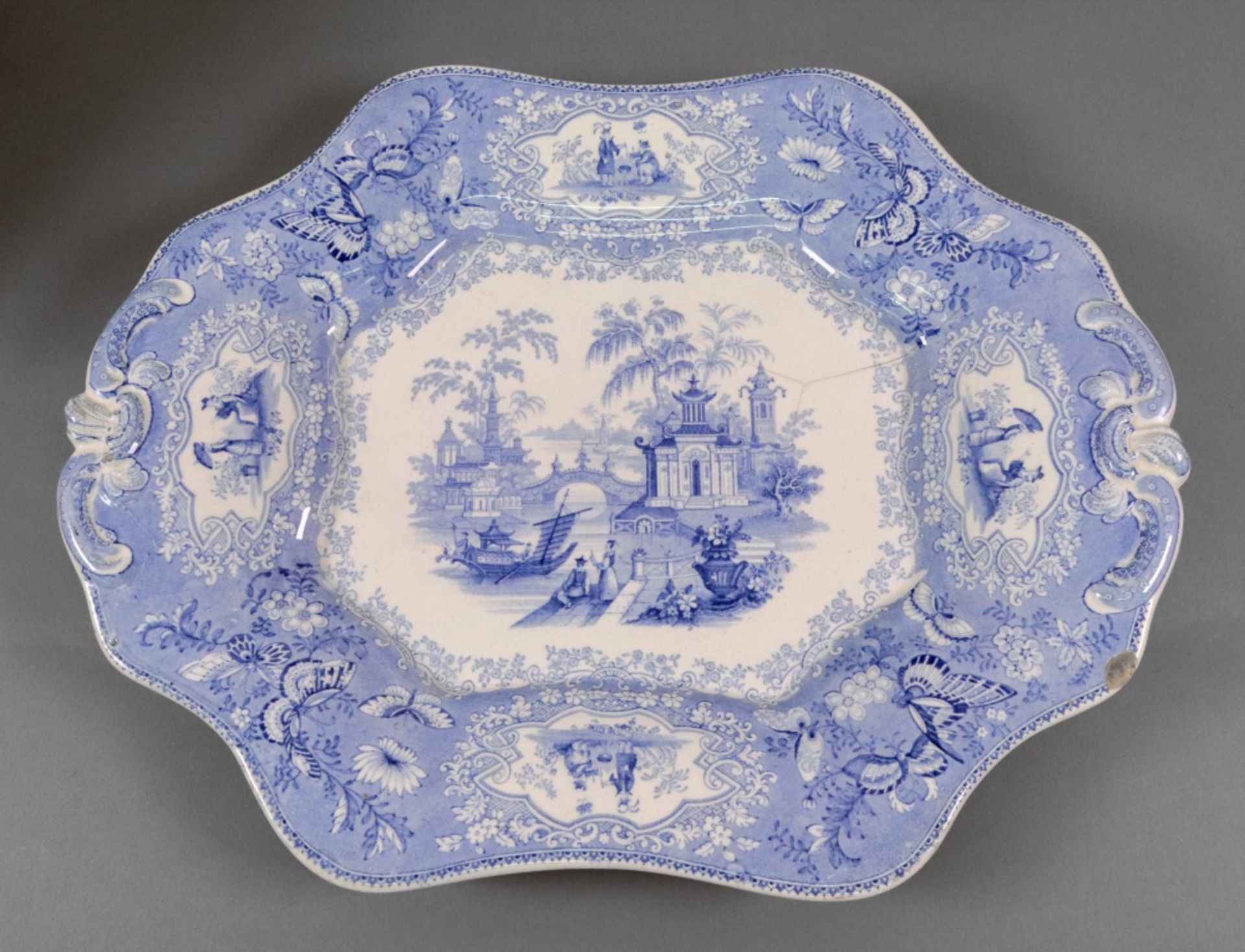 A Beauties china blue and white soup tureen, cover and stand, 19th century, - Image 6 of 8