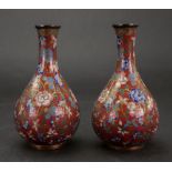 A pair of Chinese cloisonne pear shaped vases, circa 1900,
