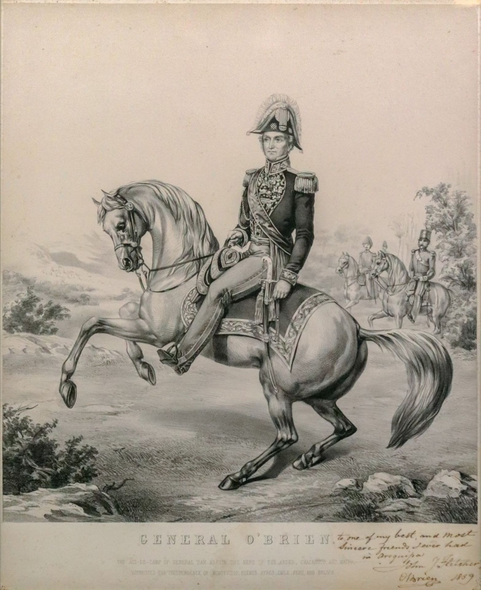 A print of General O'Brien on horseback,