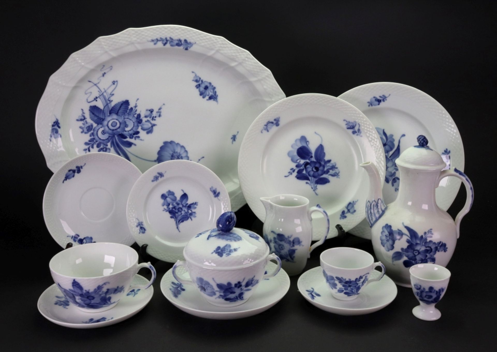 A Royal Copenhagen blue and white part breakfast, tea, coffee and dinner service,