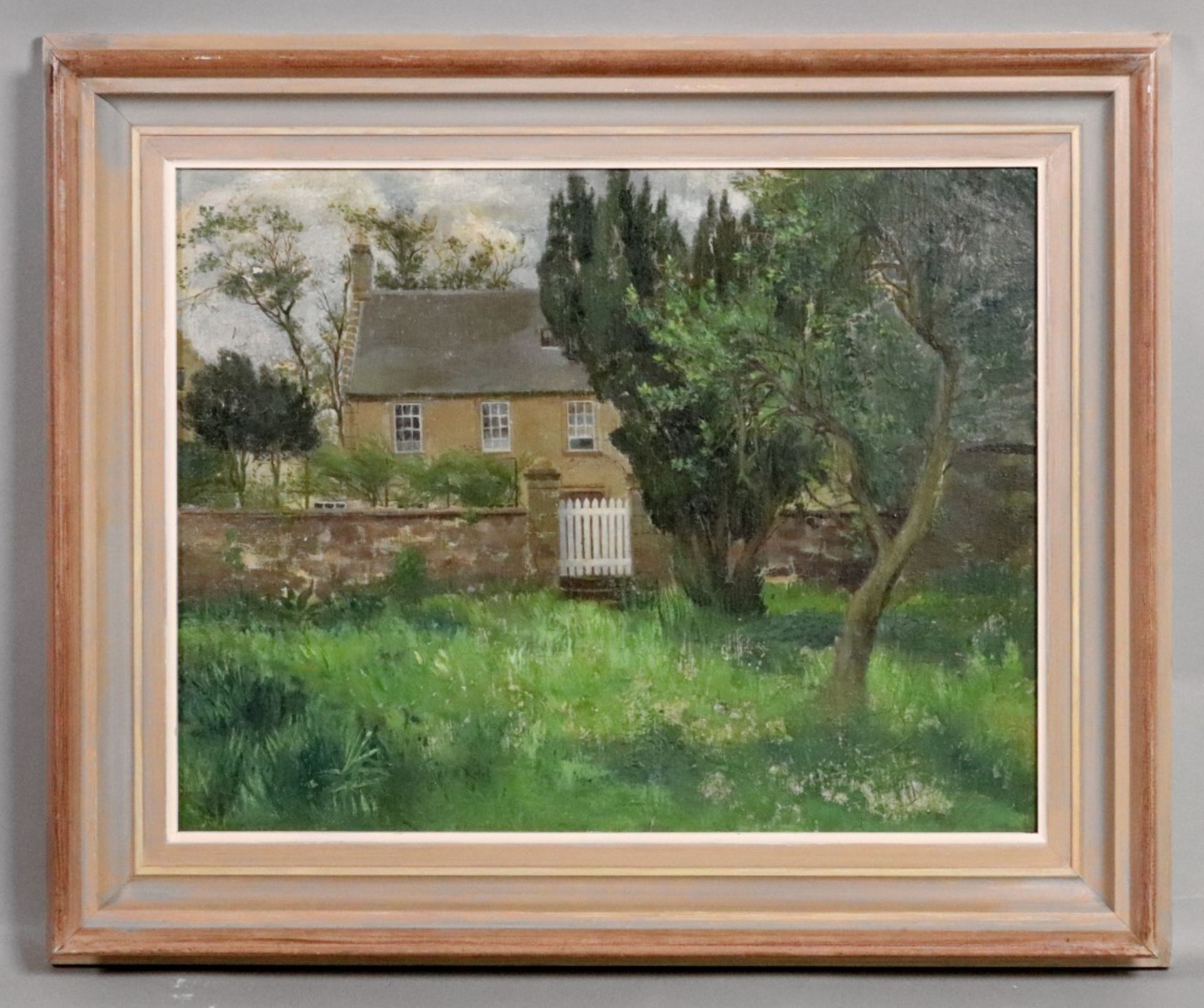 English School, 20th Century, A view of a country house, oil on board, 34 x 44cm. - Image 2 of 3