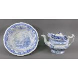 An Opaque china blue and white shaped circular bowl, 19th century,