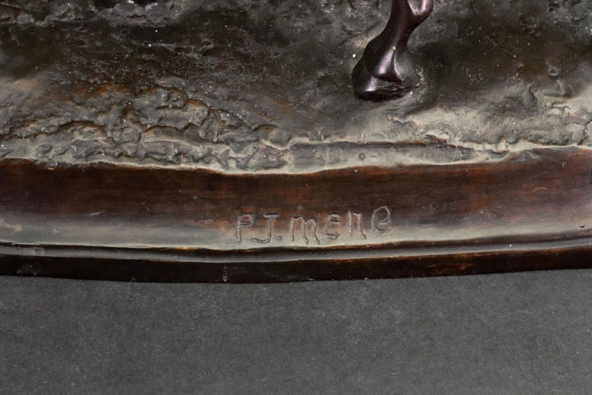 After Pierre-Jules Mene, Two horses, bears signature, 'P J Mene', bronze, 49cm wide x 29cm high. - Image 2 of 3