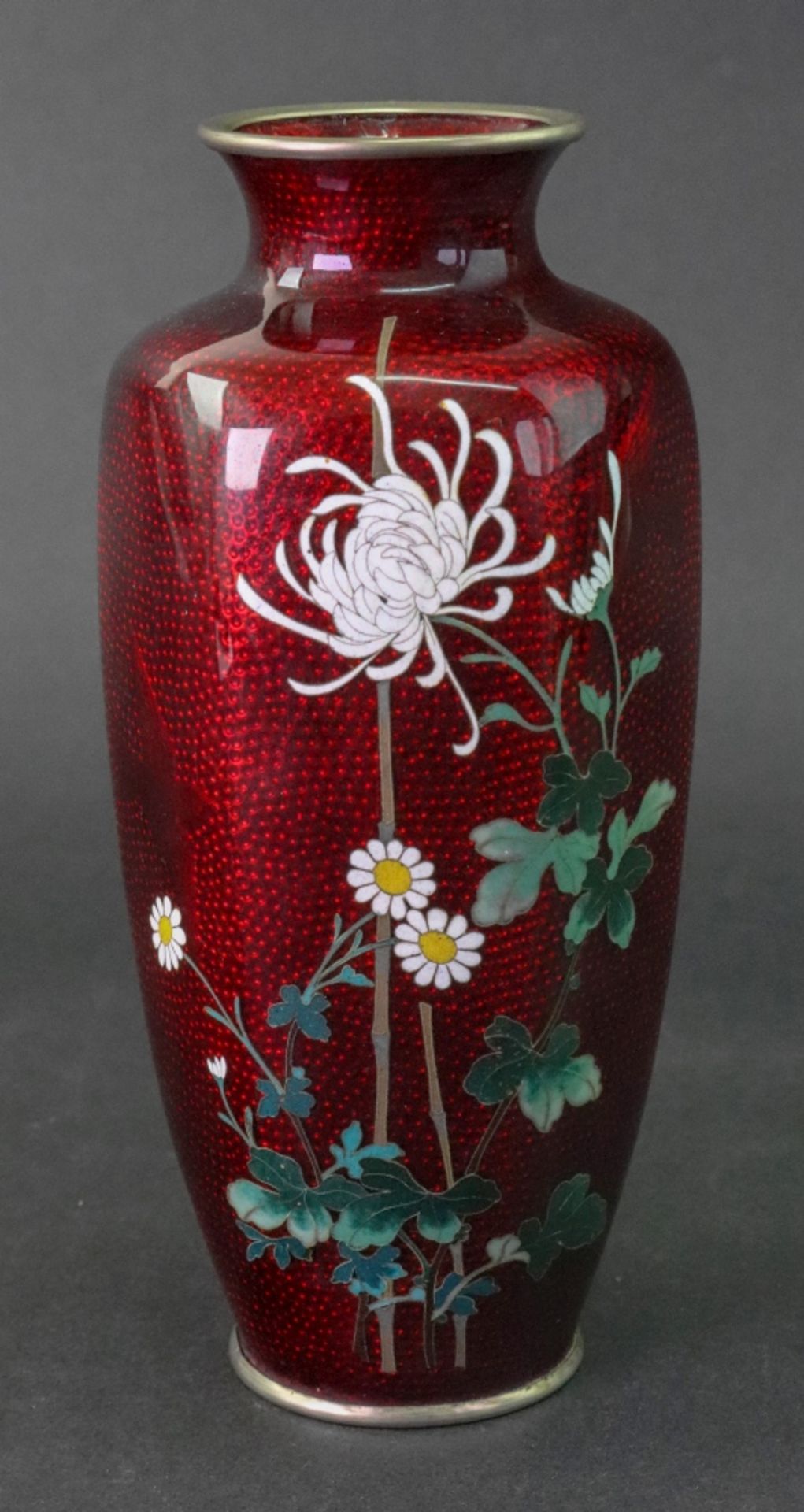 A Japanese ginbari enamel vase, Meiji/Taisho period,