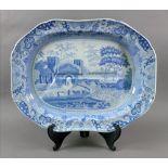 A Spode blue and white meat plate, 19th century,