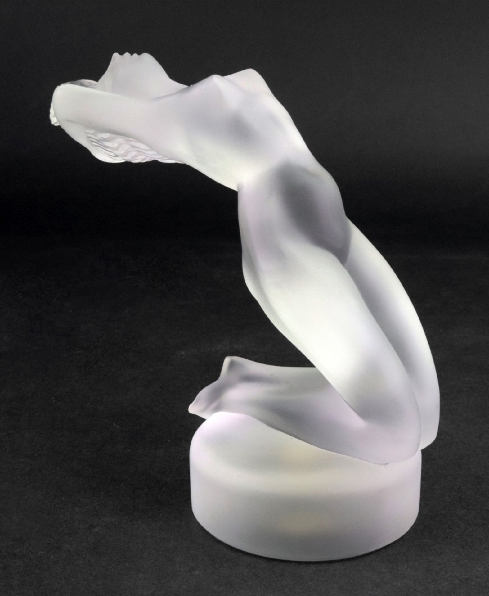 Lalique; a frosted glass Chrysis car mascot, detailed 'Lalique France' to base, 13.5cm high.