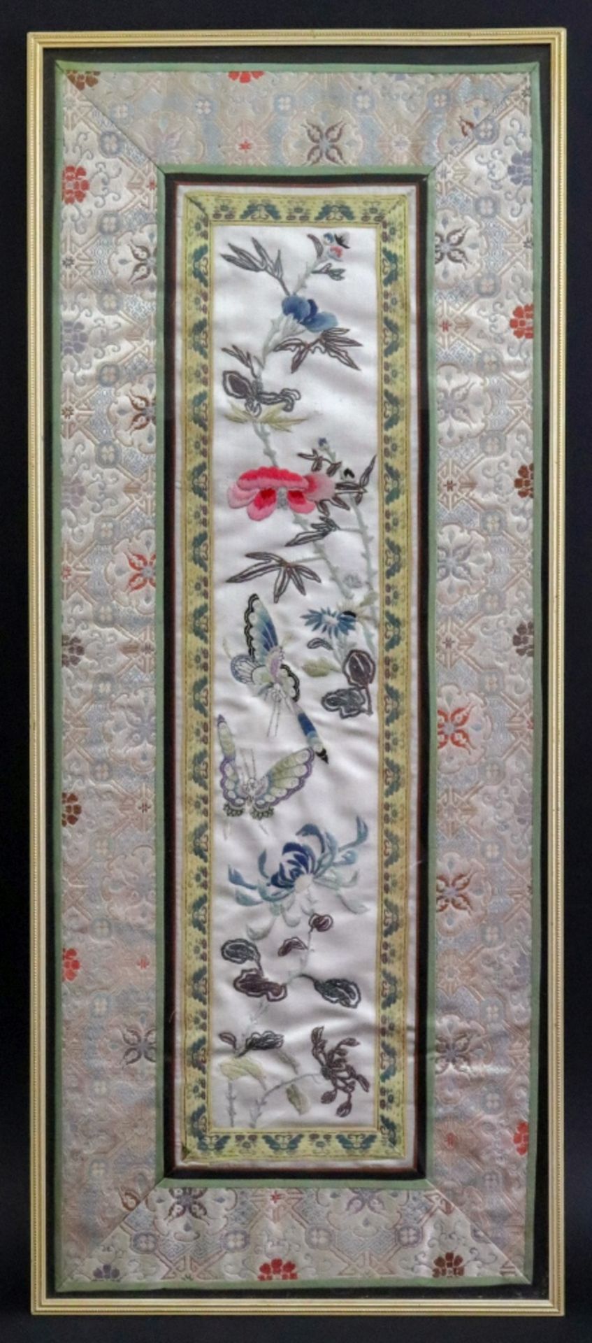 A Chinese rectangular silk mandarin sleeve panel, late 19th/early 20th century,