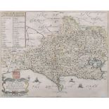 Richard Blome, 1671; A general Mapp of Dorsetshire (sic), hand coloured engraved map, 26 x 32cm.