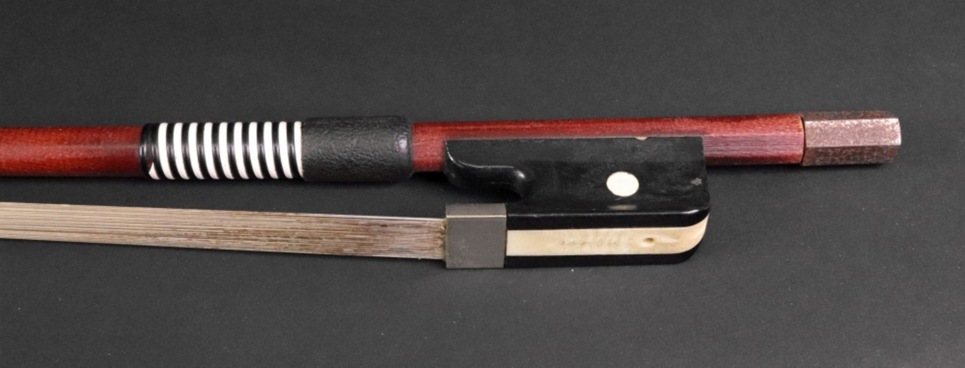 Three Violin bows, one mahogany and ebony, stamped Prima 200, with bone, - Image 2 of 7