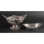 A late Victorian silver navette shape sweetmeat basket, London 1892, probably Charles Stuart Harris,