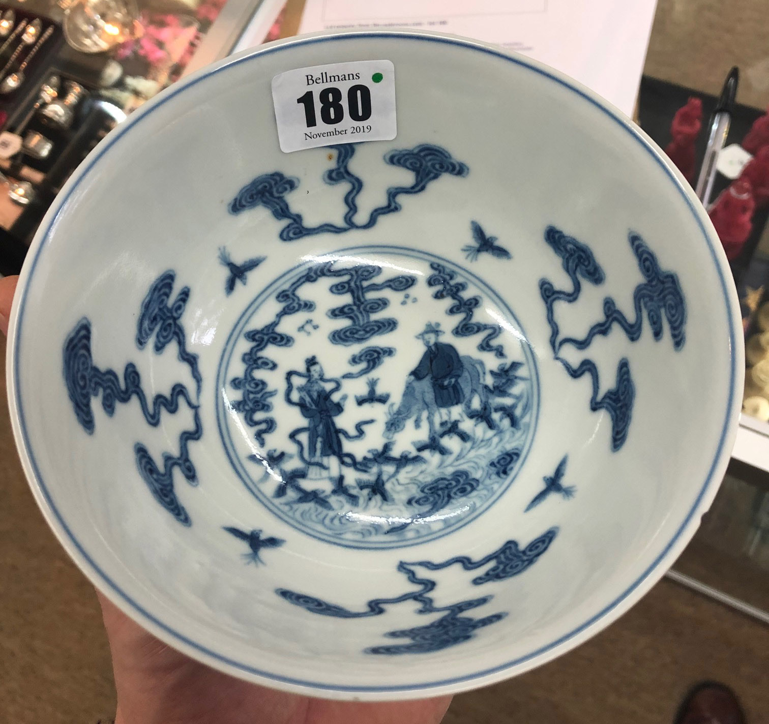 A Chinese blue Sgraffito ground medallion bowl, blue Daoguang seal mark, - Image 12 of 22