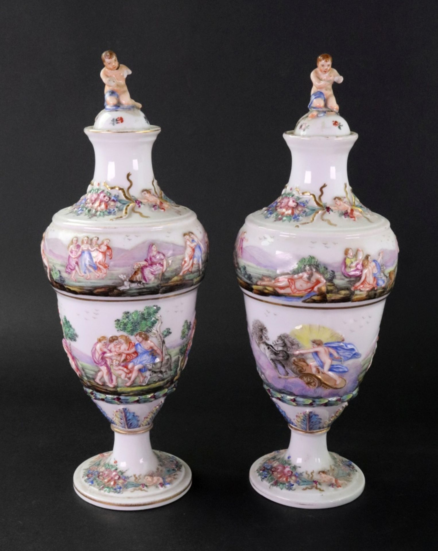 A pair of Italian ogee vases and covers, 20th century, - Image 4 of 14