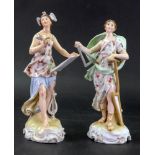 A pair of German porcelain figurines, circa 1900, emblematic of the arts, 20.5cm high (2).