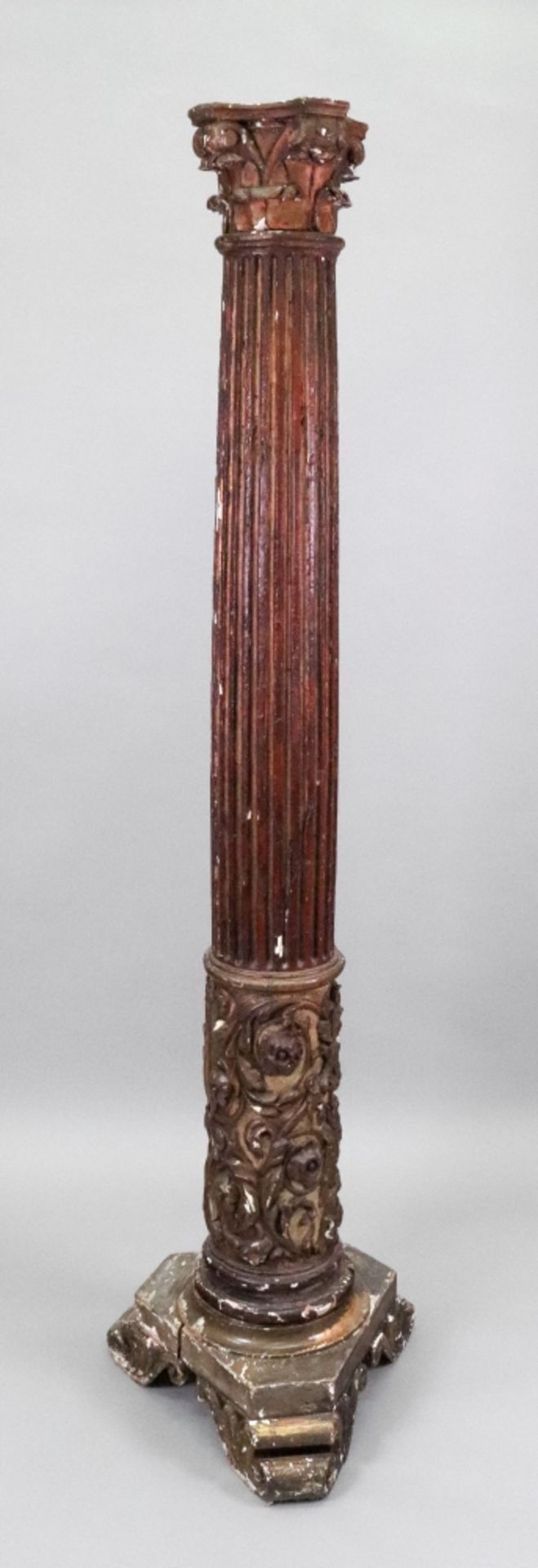 An Italian giltwood and polychrome painted torchere, 17th/18th century,