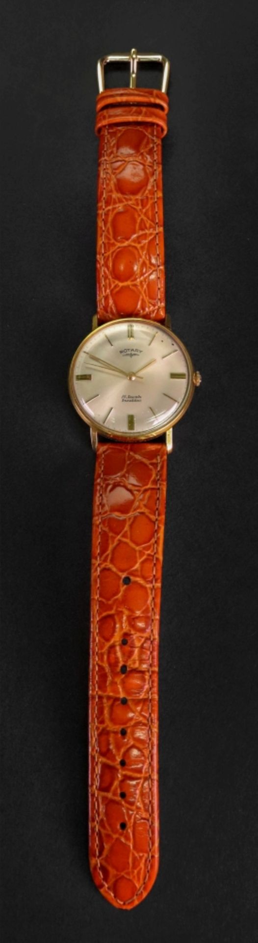 Rotary; a gentleman's gold plated Incabloc wristwatch, the dial with raised gilt baton hour markers,