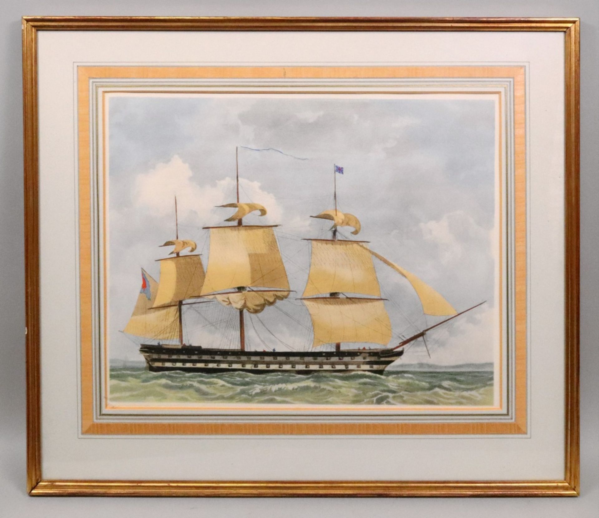 A group of four colour prints of square rigged ships, each 37.5 x 48.5cm (4). - Bild 2 aus 9
