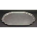 A George II style shaped rectangular silver tray, Sampson Mordan & Co, Birmingham 1931,