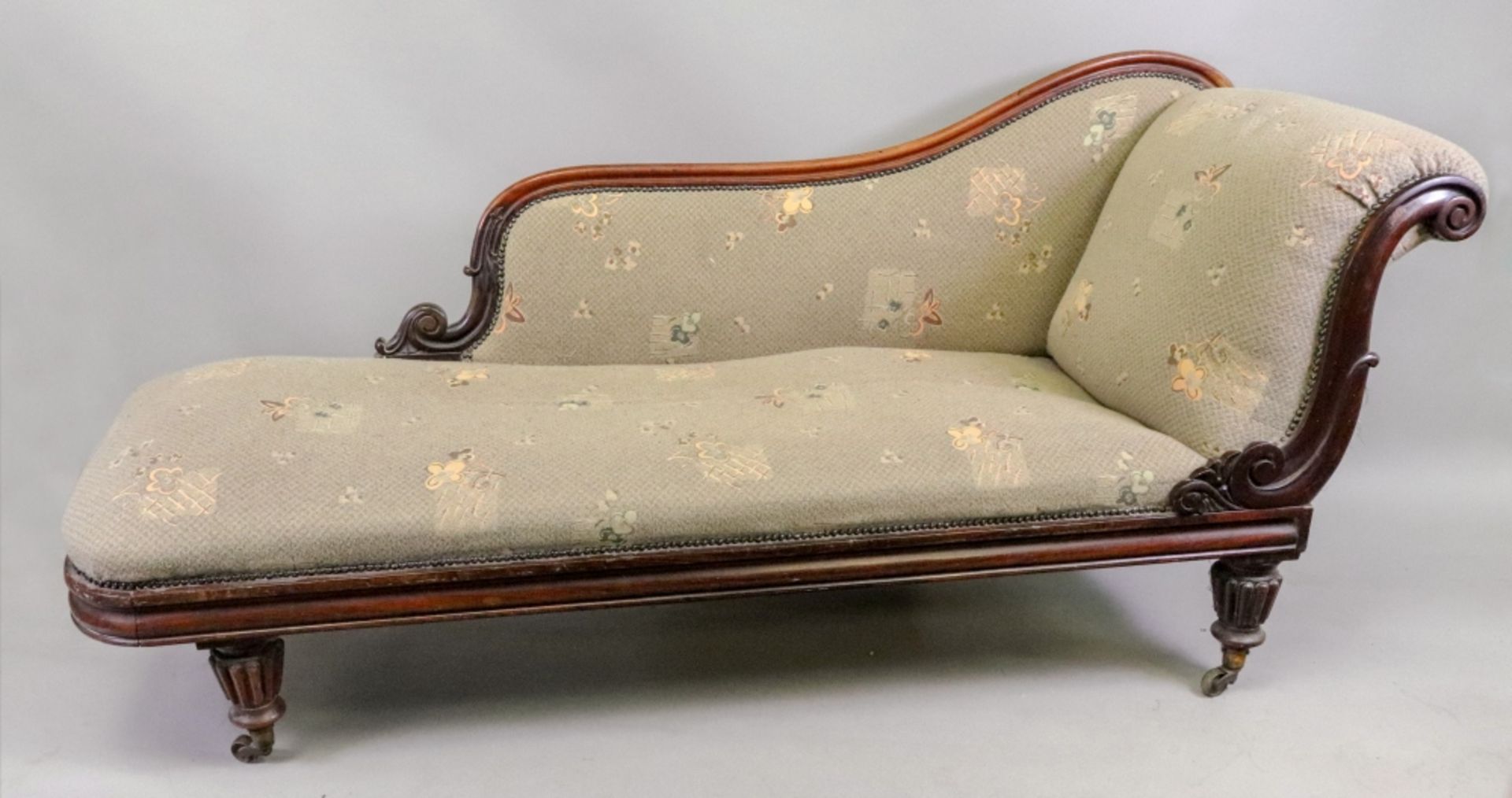 A William IV rosewood frame chaise longue,
