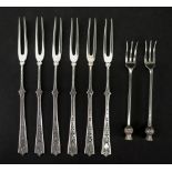 A set of six two prong forks, detailed 800,