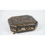 A 19th century Cantonese export lacquer box, chinoiserie decorated,