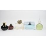 Five large perfume bottles for advertising purposes, comprising; 'Duende', 'Trussardi Jeans', 'YSL',