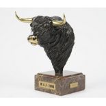 A modern bronze bust of a bull, signed 'SOHER' limited edition 200/300,