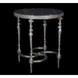 A modern Empire style white metal circular occasional table,