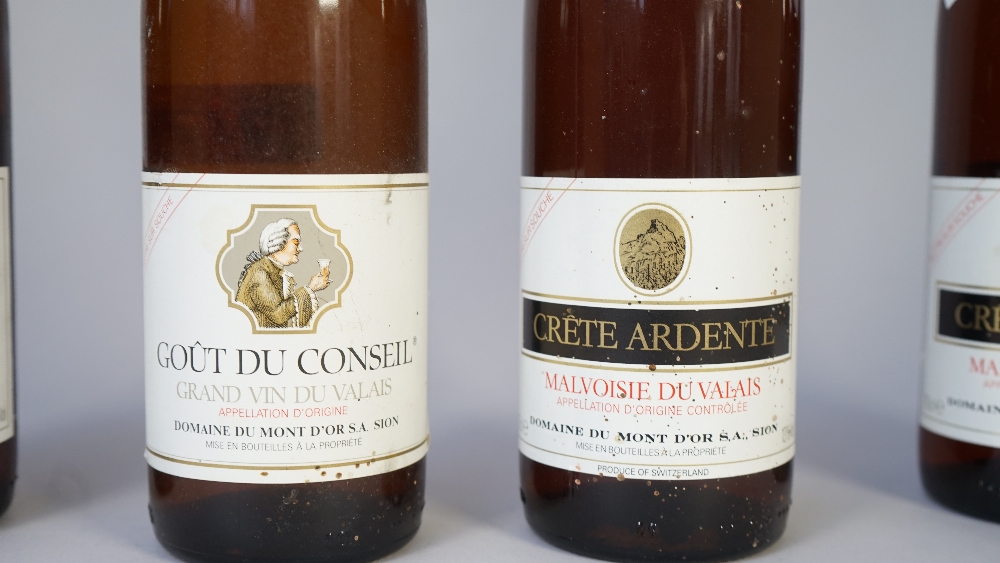 One bottle 1989 Gout Du Conseil Valais and three bottles 1995 Crete Ardente, Malvoisie Du Valais, - Image 2 of 3