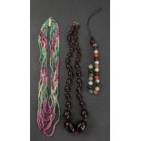 A ruby and emerald multi-strand necklace