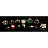 A collection of gem-set rings comprising