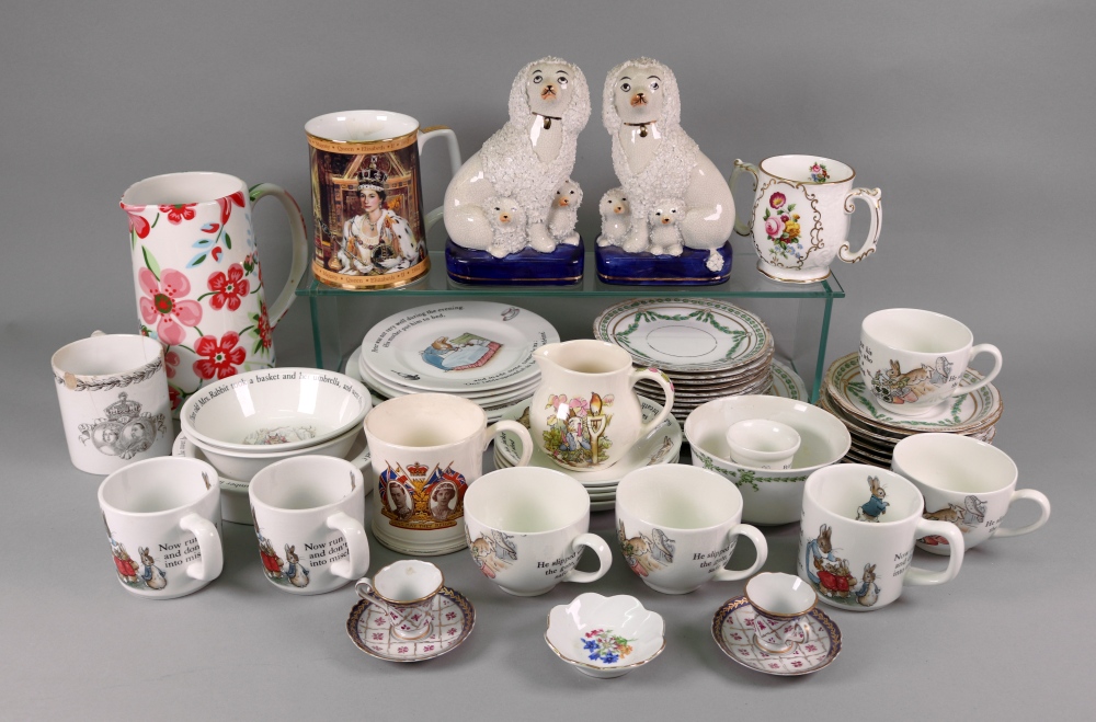 A Wedgwood Peter Rabbit 24-piece service, pair of Japanese reproduction 'Staffordshire poodles',