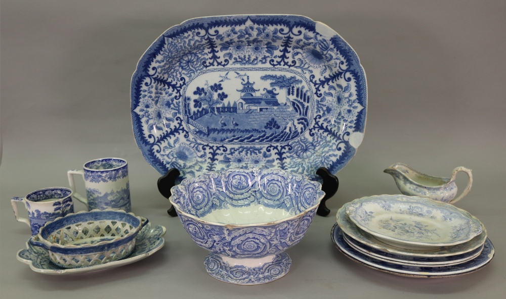 A Copeland & Garrett late Spode blue and white transfer printed pedestal bowl, 25cm diameter, - Image 2 of 2