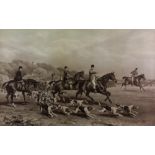 W H Hopkins & E Havell - Fox Hunt in progress, black and white print, 58 x 78cm,