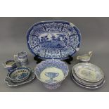 A Copeland & Garrett late Spode blue and white transfer printed pedestal bowl, 25cm diameter,