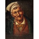 German School, 19th Century, An elderly man smoking a pipe, oil on board, indistinctly signed, 19.