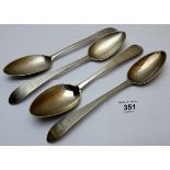 A set of four Georgian silver table spoons, Dublin 1739, approx 9.
