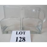 A cool mid-century clear glass tall jug and matching vase/jar est: £20-£40