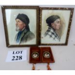 Two portrait watercolours, dated 1913 mono JD (?), some foxing, one frame a/f,