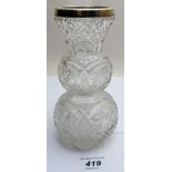 A cut glass vase with star base,