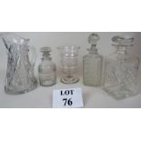 Five pieces of good quality antique and vintage cut glass, to include a 19th century celery vase,