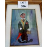 Italian School (20th century) - 'Clown', oil on board, indistinctly signed, 32 cm x 22 cm,