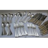 An Art Deco Mappin & Webb 12 place setting suite of plated cutlery, to include 12 knives & forks,