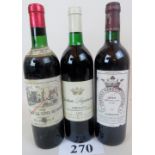 3 bottle mixed lot of fine, mature red wine comprising 1 bottle Château La Tour de Mons, Margaux,