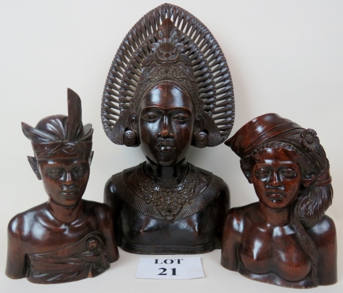 An early/mid 20th century eastern carved wood bust,