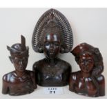 An early/mid 20th century eastern carved wood bust,