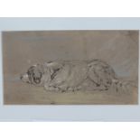 In the manner Landseer (19th century) - 'A sleeping dog', pastel on paper, 10 x 18 cm,