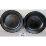 A pair of mid 18th century pewter chargers,