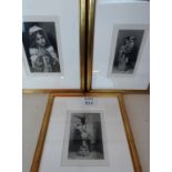 Three 19th century black and white line engravings, figurative subjects,