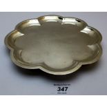 A silver flower shaped salver on ball feet, London 1911, approx 13.